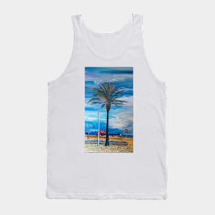 Palm tree on the promenade in Empuriabrava Tank Top